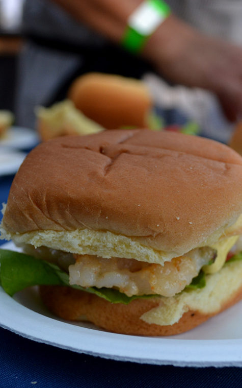 Several people proclaimed their favorite bite was the Gulf Shrimp Burger from Knife. The thick shrimp patty was topped with greens and aioli.