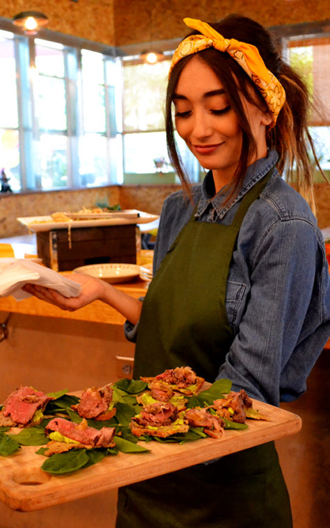 Carmen handed out samples of crispy crostini with topped with smooth avocado and a tender beef tenderloin.