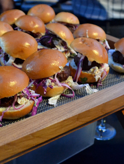Cook Hall’s Chef Vijay Sadhu had a savory toothsome slider called The Sweet and Smoky, which even included espresso, molasses, and cabbage slaw in its fancy makeup.